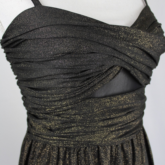 Liquid Metallic Maxi Dress Black & Gold - Picture 6 of 9